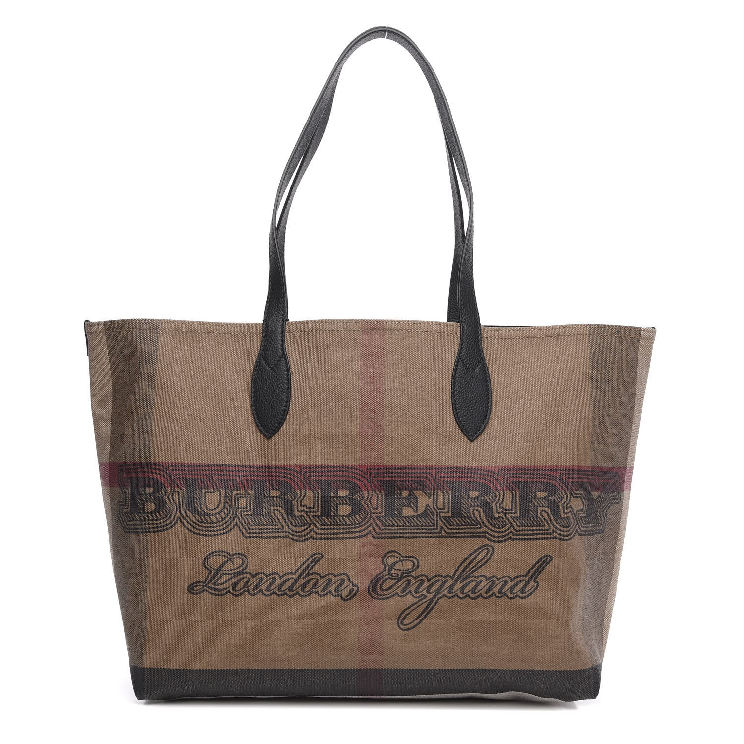 Burberry Coated Canvas Mega Check Medium Doodle Tote Black 1 of 8