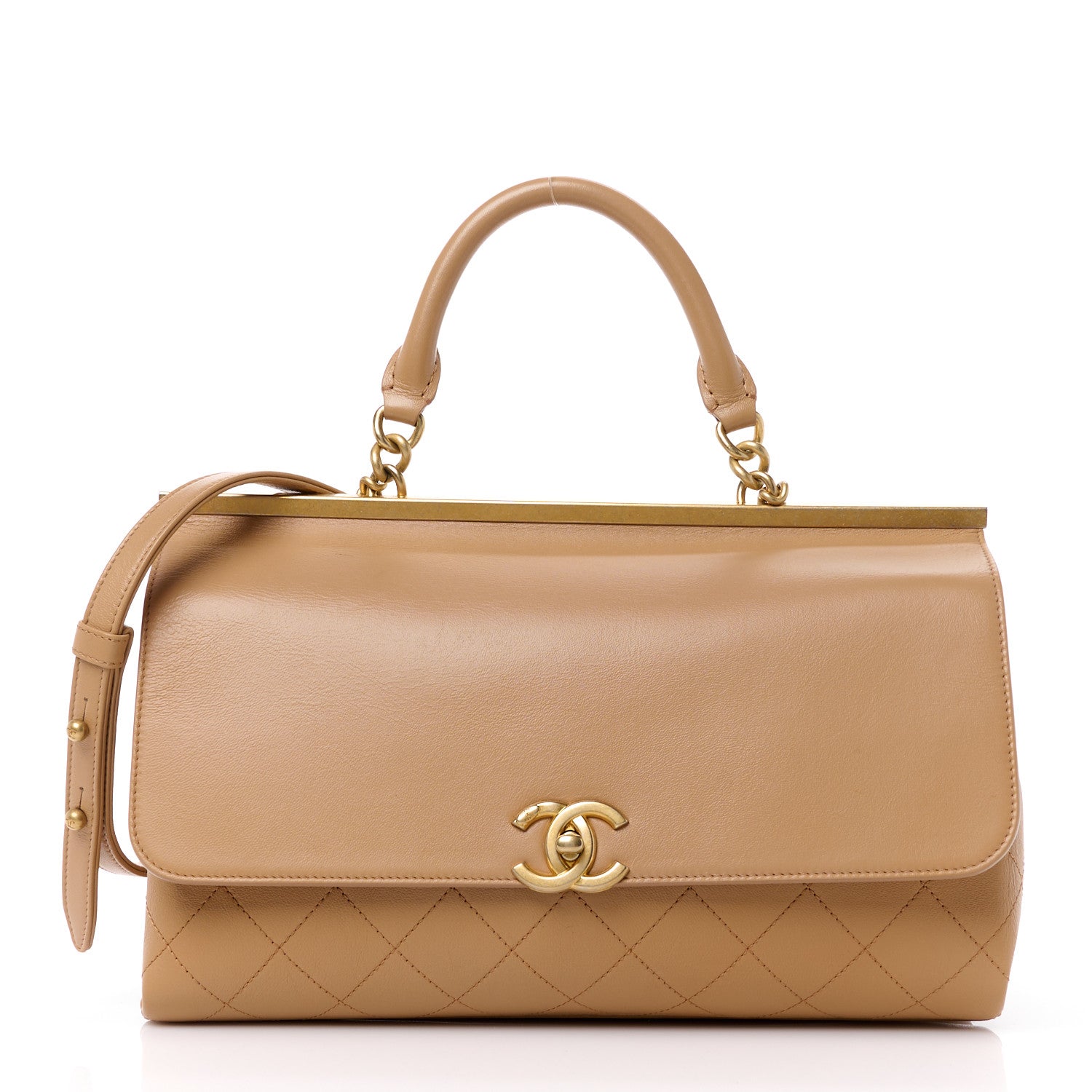 Chanel Lambskin Stitched Coco Luxe Medium Flap Beige 1 of 10