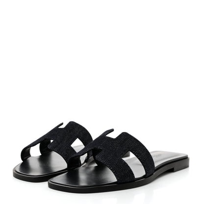Hermes Denim Canvas Oran Sandals 36 Bleu Brut 3 of 9