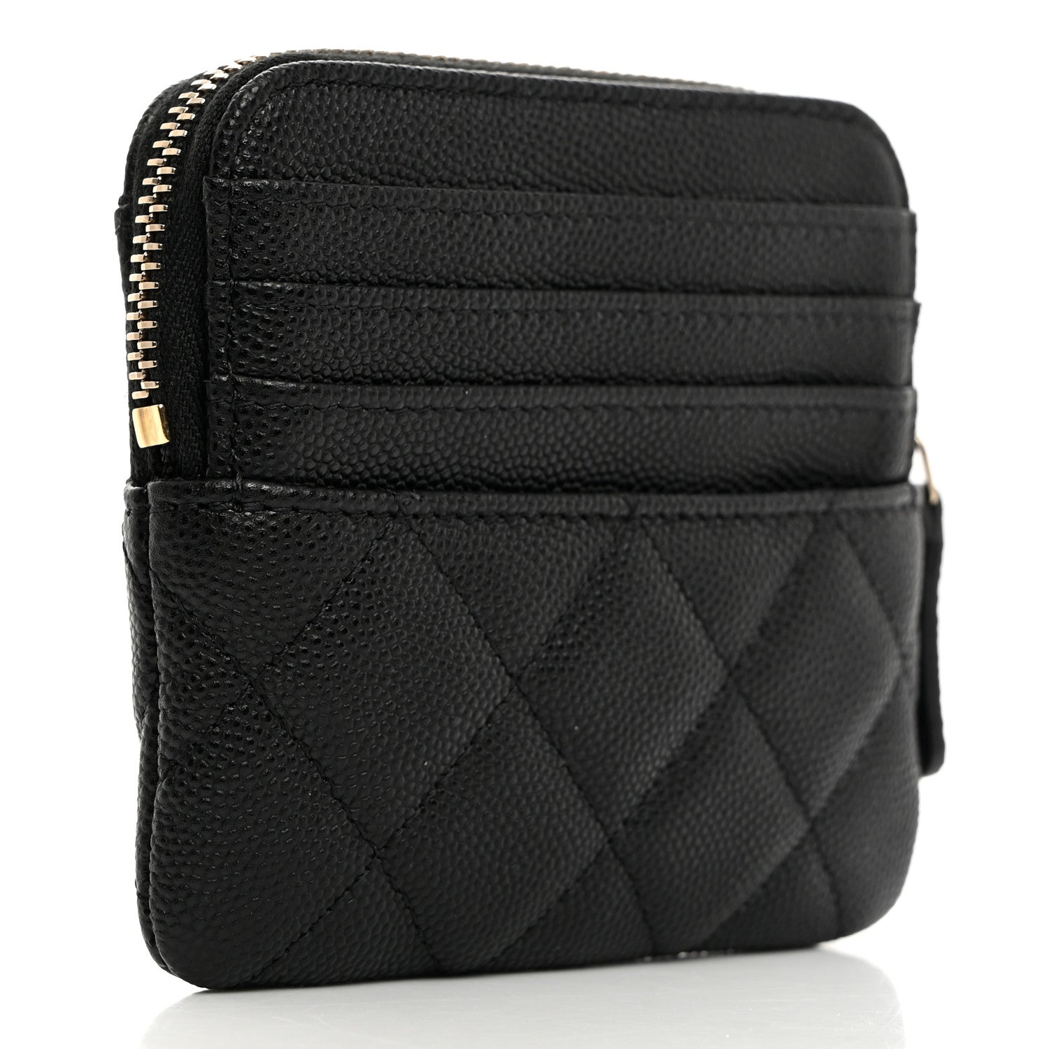 Chanel Caviar Quilted Zip Card Holder Wallet Black 3 of 8