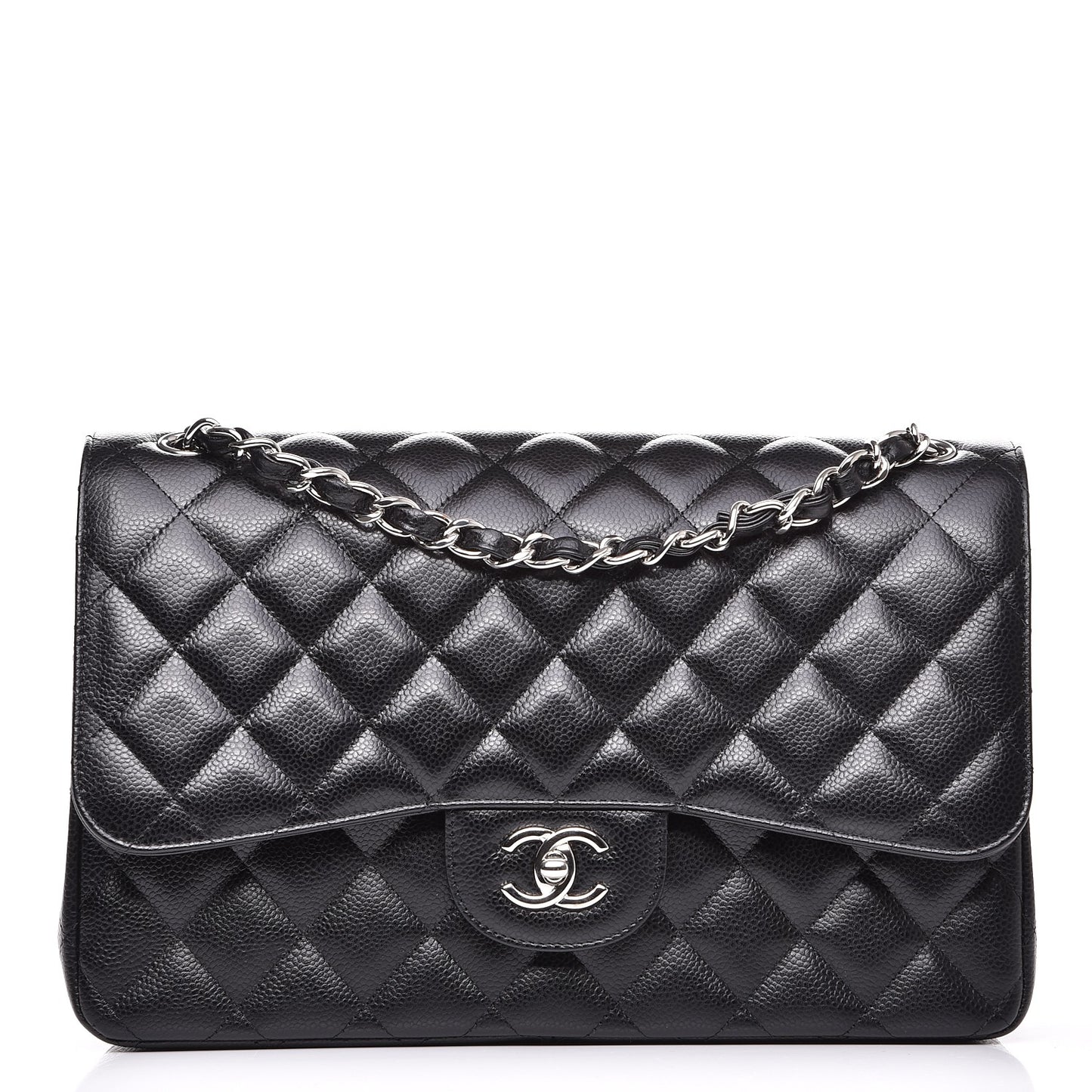 Caviar Quilted Jumbo Double Flap Black
