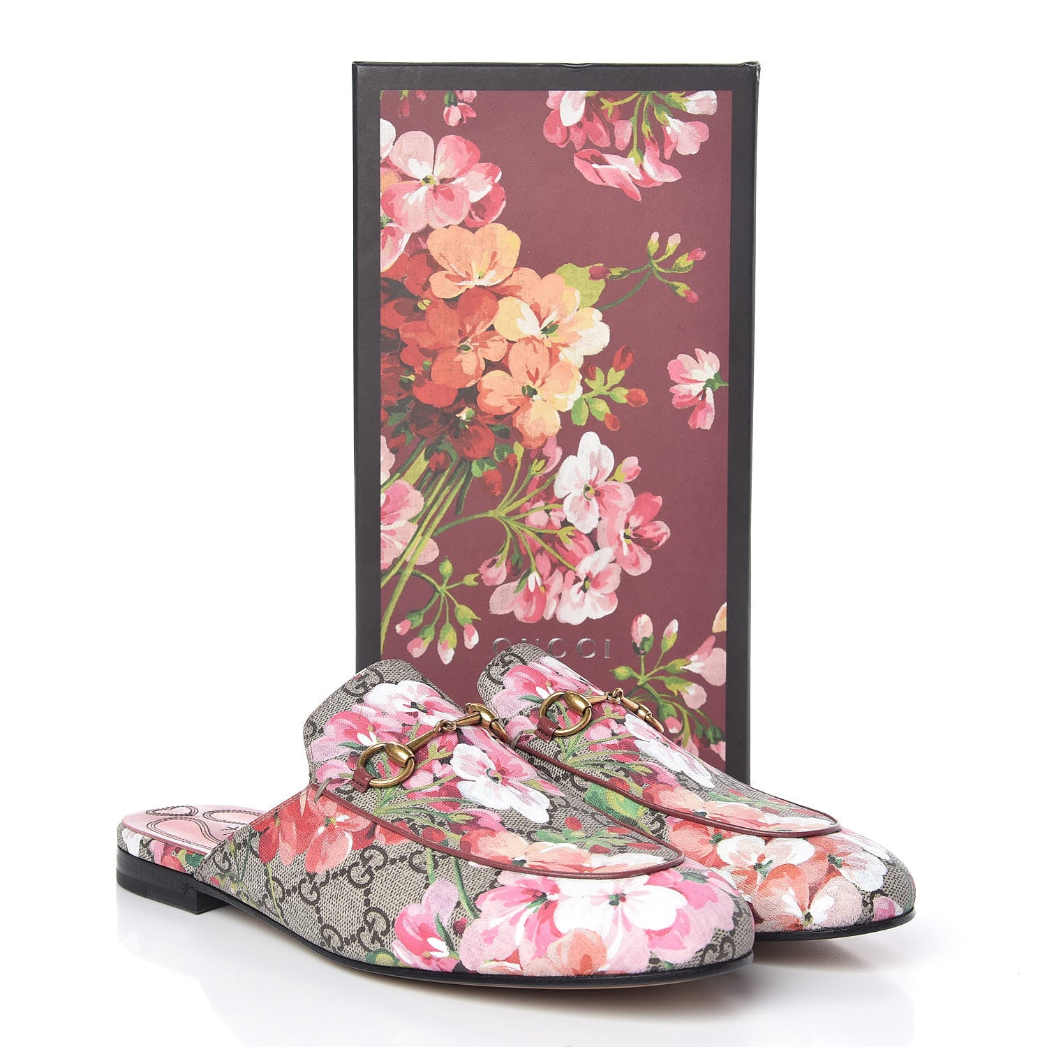 Gucci GG Supreme Monogram Blooms Womens Princetown Slippers 40.5 Beige Multicolor Dry Rose 9 of 9
