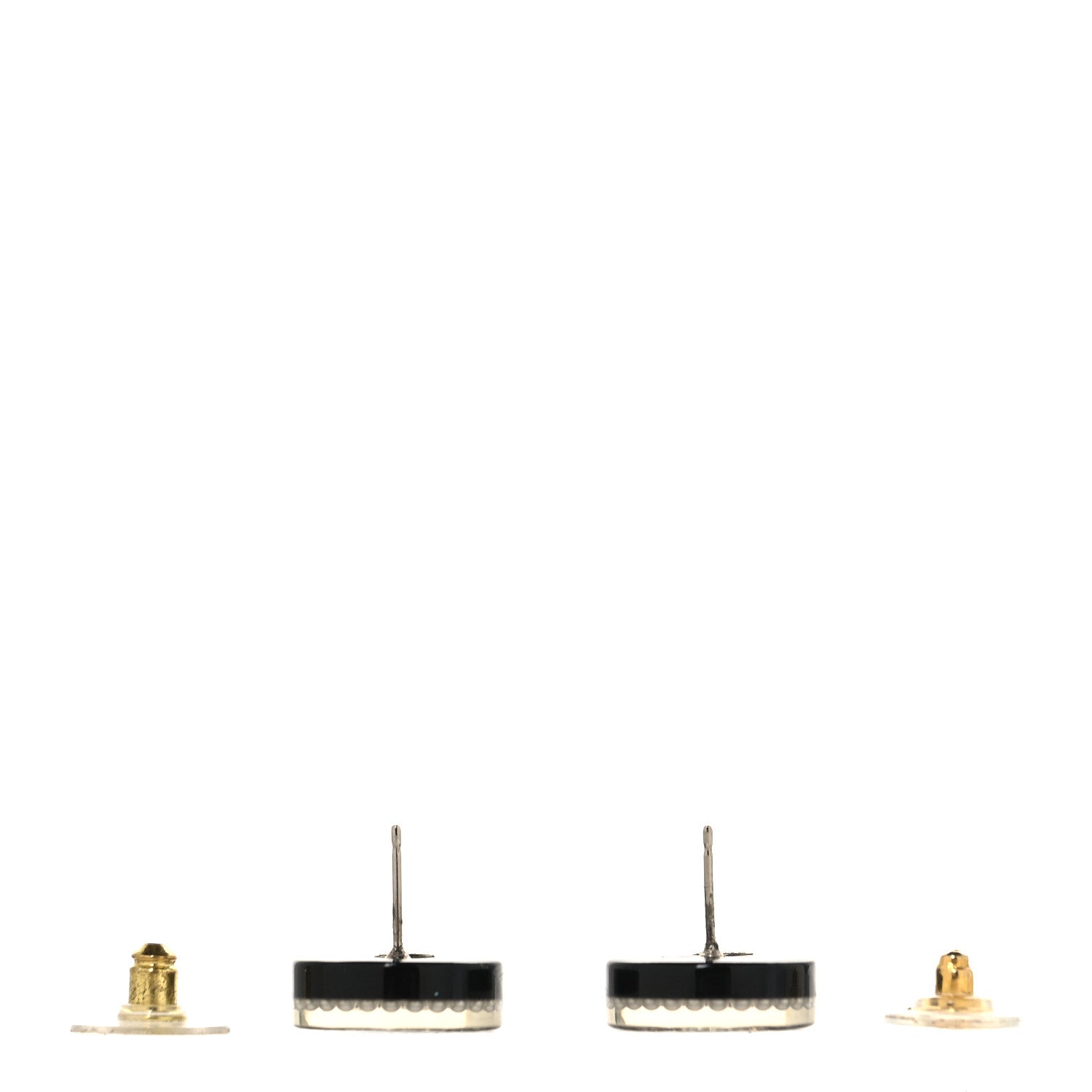 Chanel Resin Crystal Pearl CC Round Earrings Black 3 of 5
