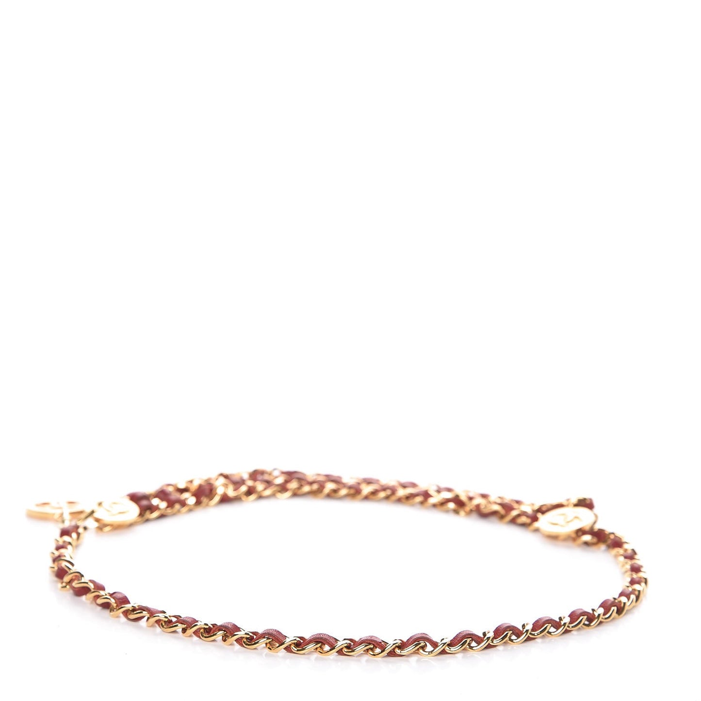Lambskin Triple Chain Link CC Belt Gold Red