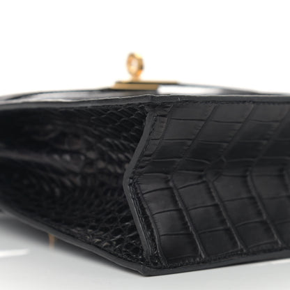 Hermes Matte Alligator Kelly Danse II Belt Bag Black 7 of 9