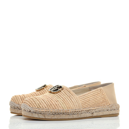 Gucci Raffia Pearly GG Marmont Espadrilles 38.5 Naturale Sand Storm 3 of 8
