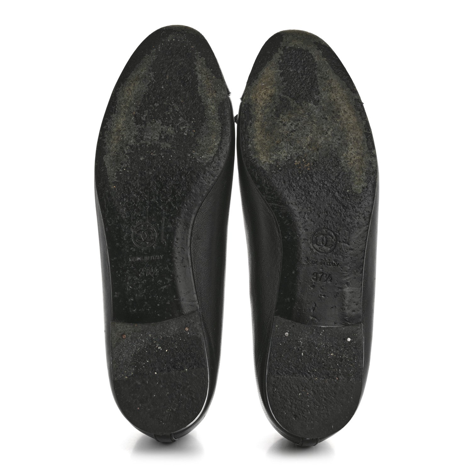 Chanel Lambskin Patent Cap Toe CC Ballerina Flats 37.5 Black 6 of 11