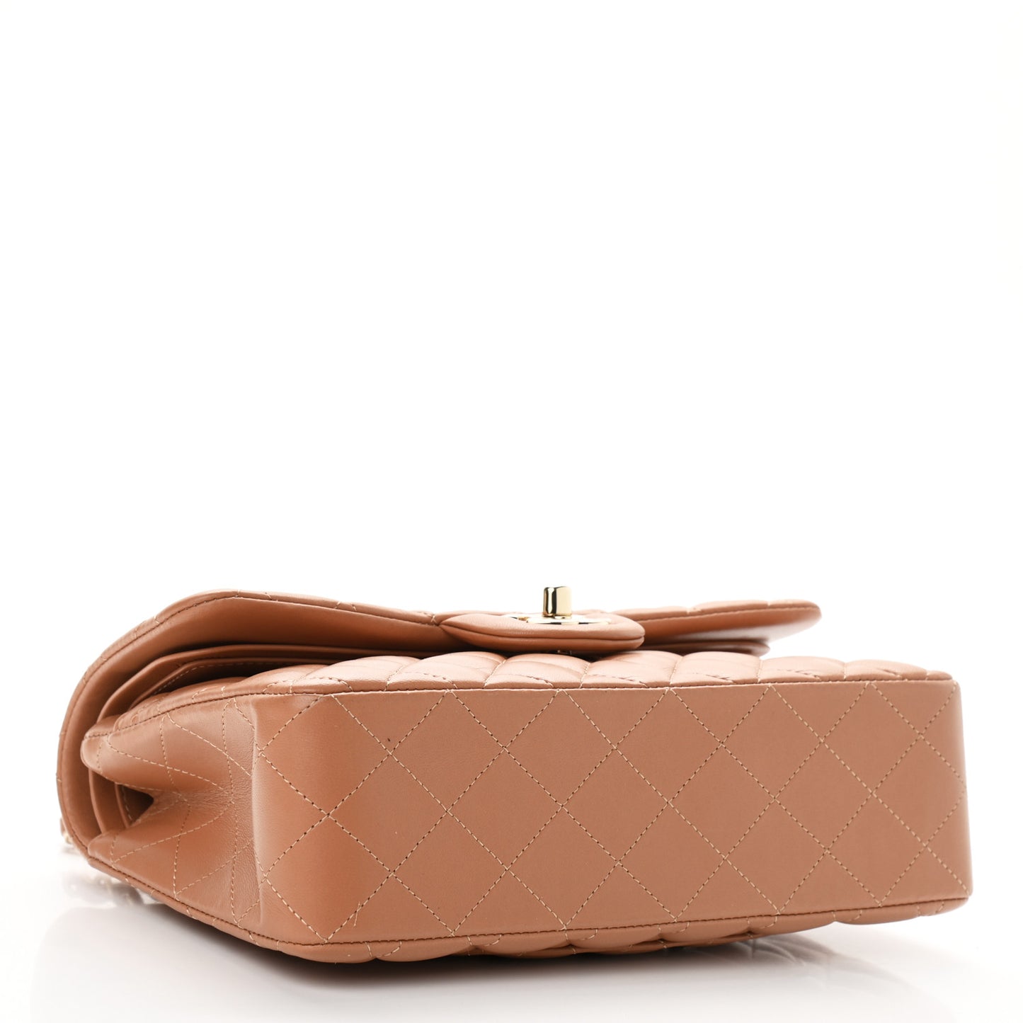 Lambskin Quilted Small Double Flap Brown