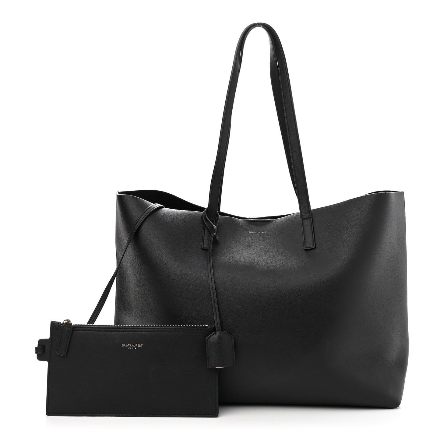 Calfskin East West Shopping Tote Black