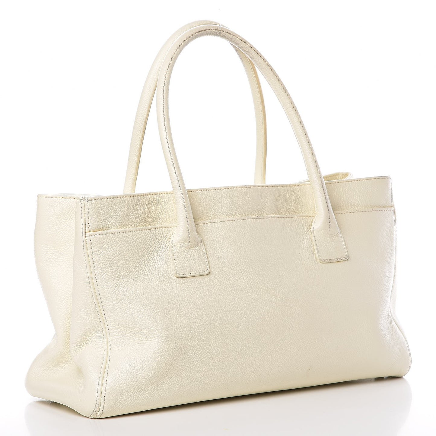 Calfskin Mademoiselle Lock Cerf Shopper Tote White