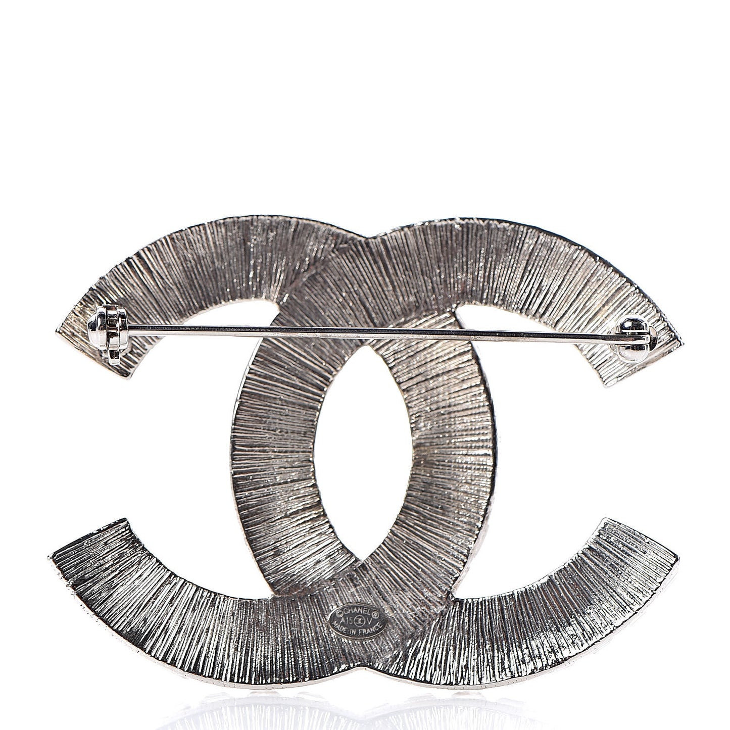 Baguette Crystal CC Brooch Silver