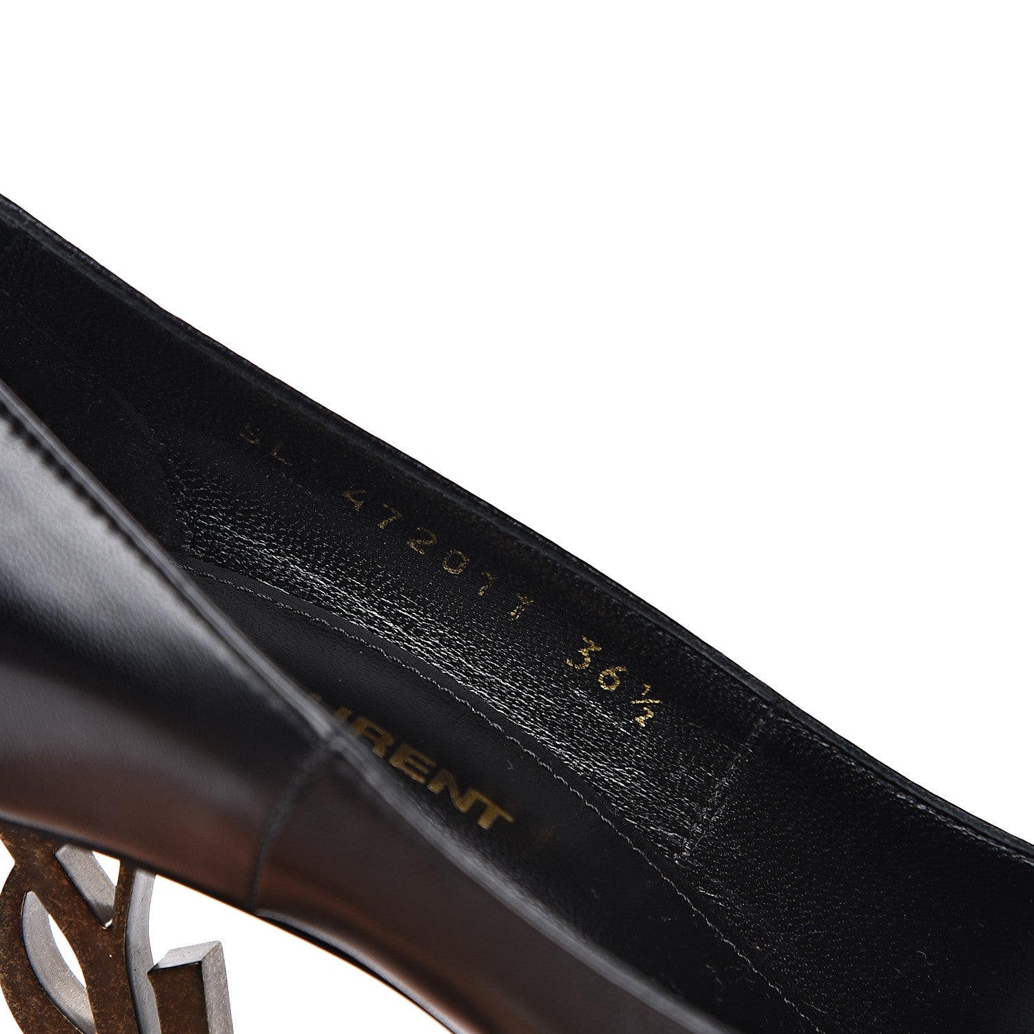 Saint Laurent Calfskin Opyum 100 Pumps 36 Black Gold 9 of 10