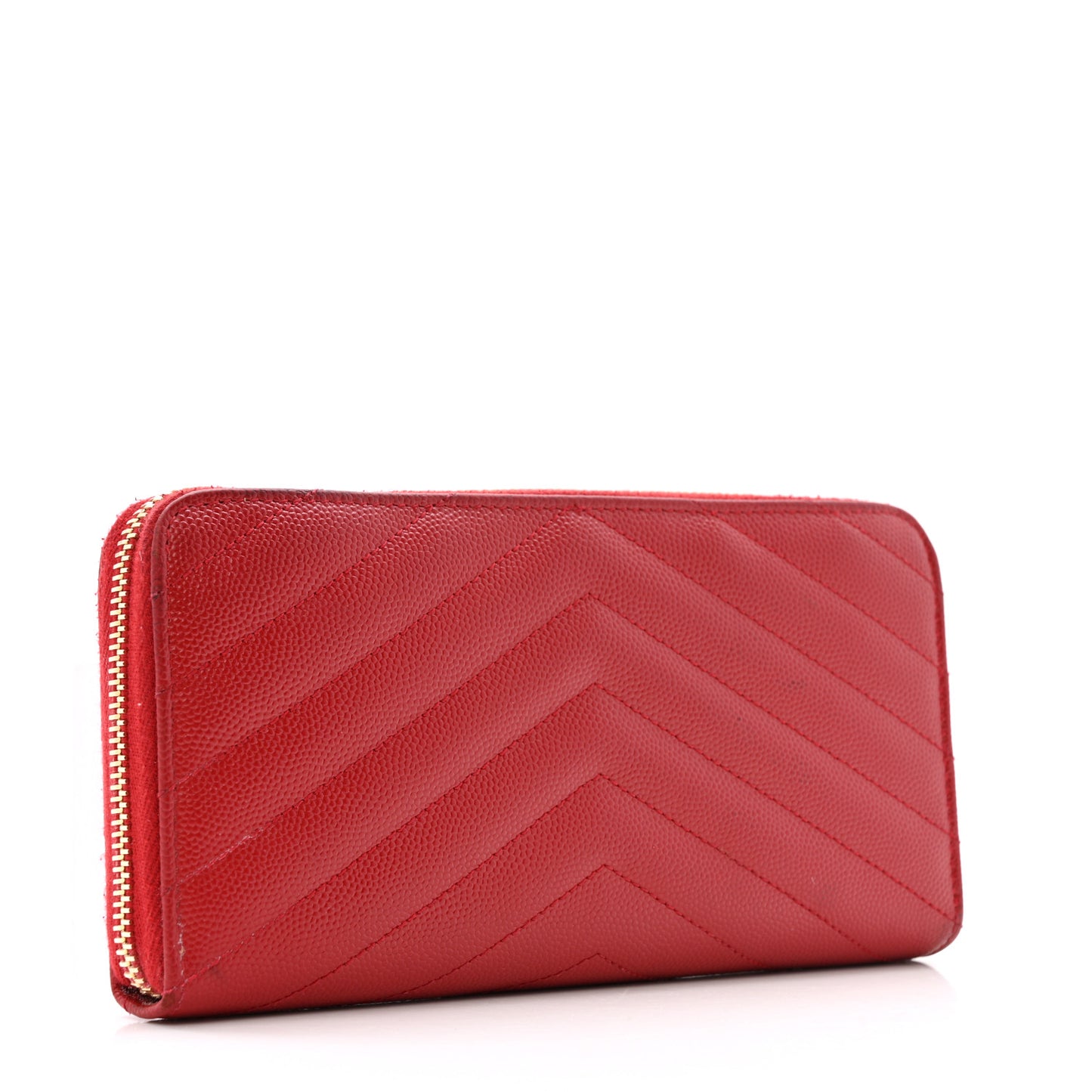 Grain De Poudre Matelasse Chevron Monogram Zip Around Wallet Red