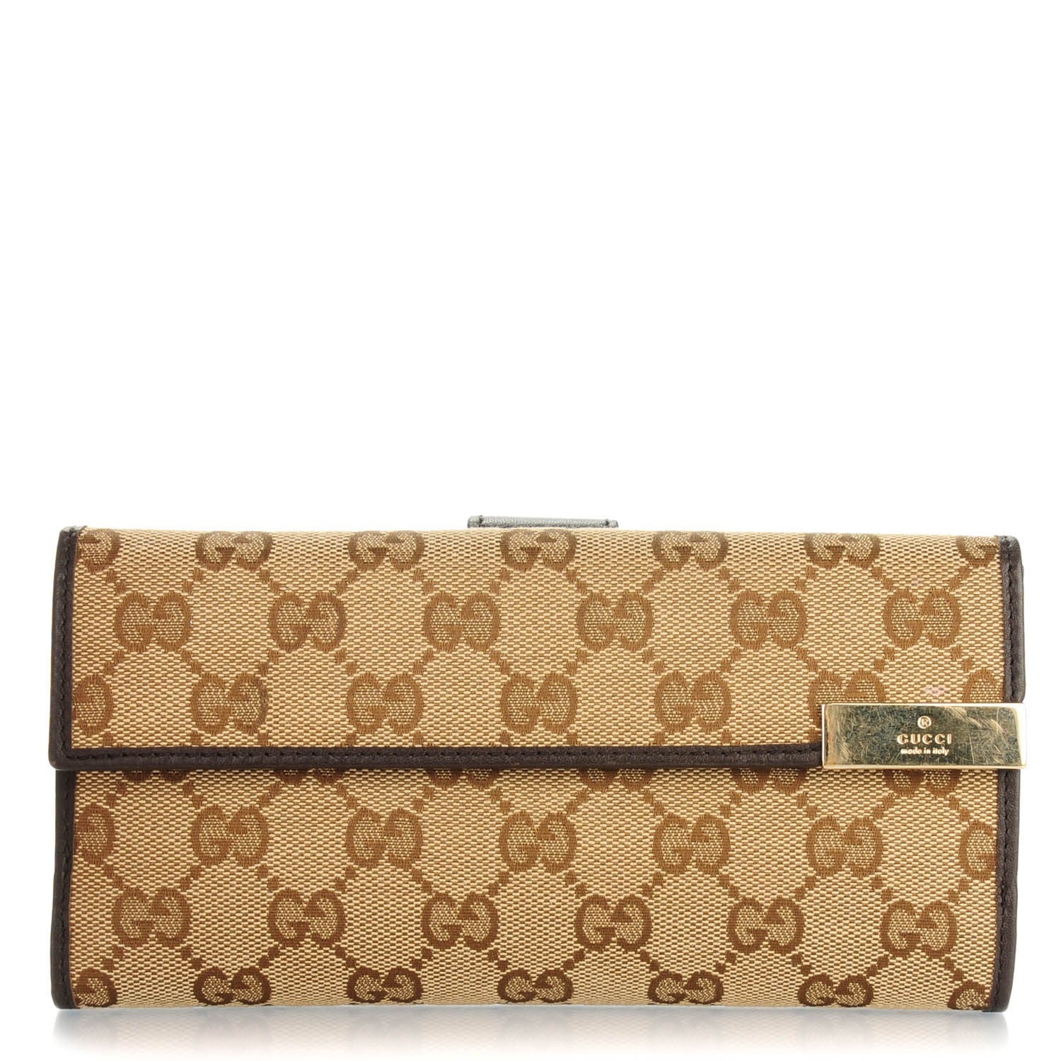 Gucci Monogram Margaux Calfskin Dice Continental Wallet Beige Ebony Dark Brown 1 of 7