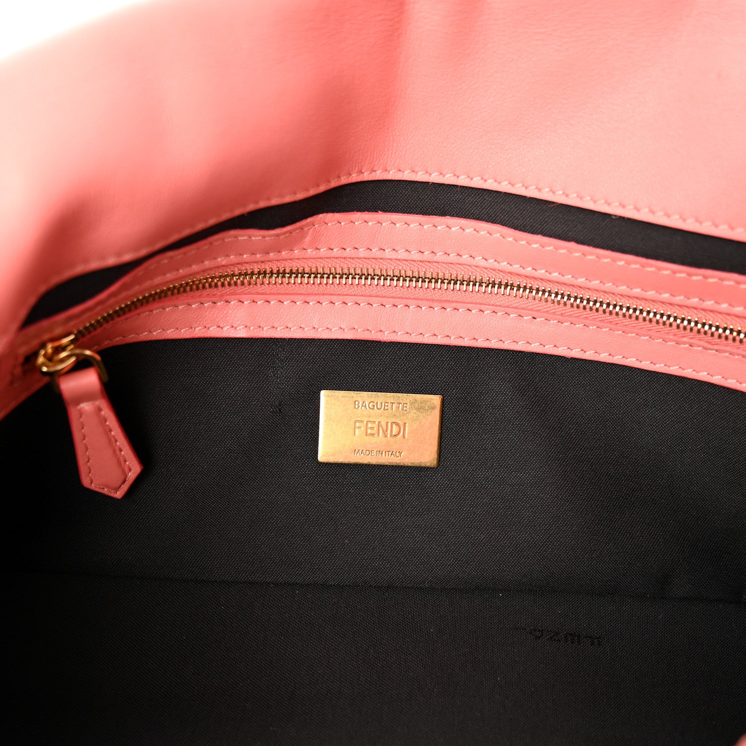Fendi Nappa FF 1974 Embossed Baguette Rosa Pesca 6 of 11