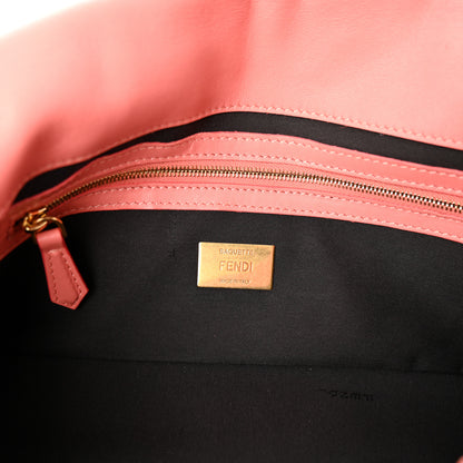 Fendi Nappa FF 1974 Embossed Baguette Rosa Pesca 6 of 11