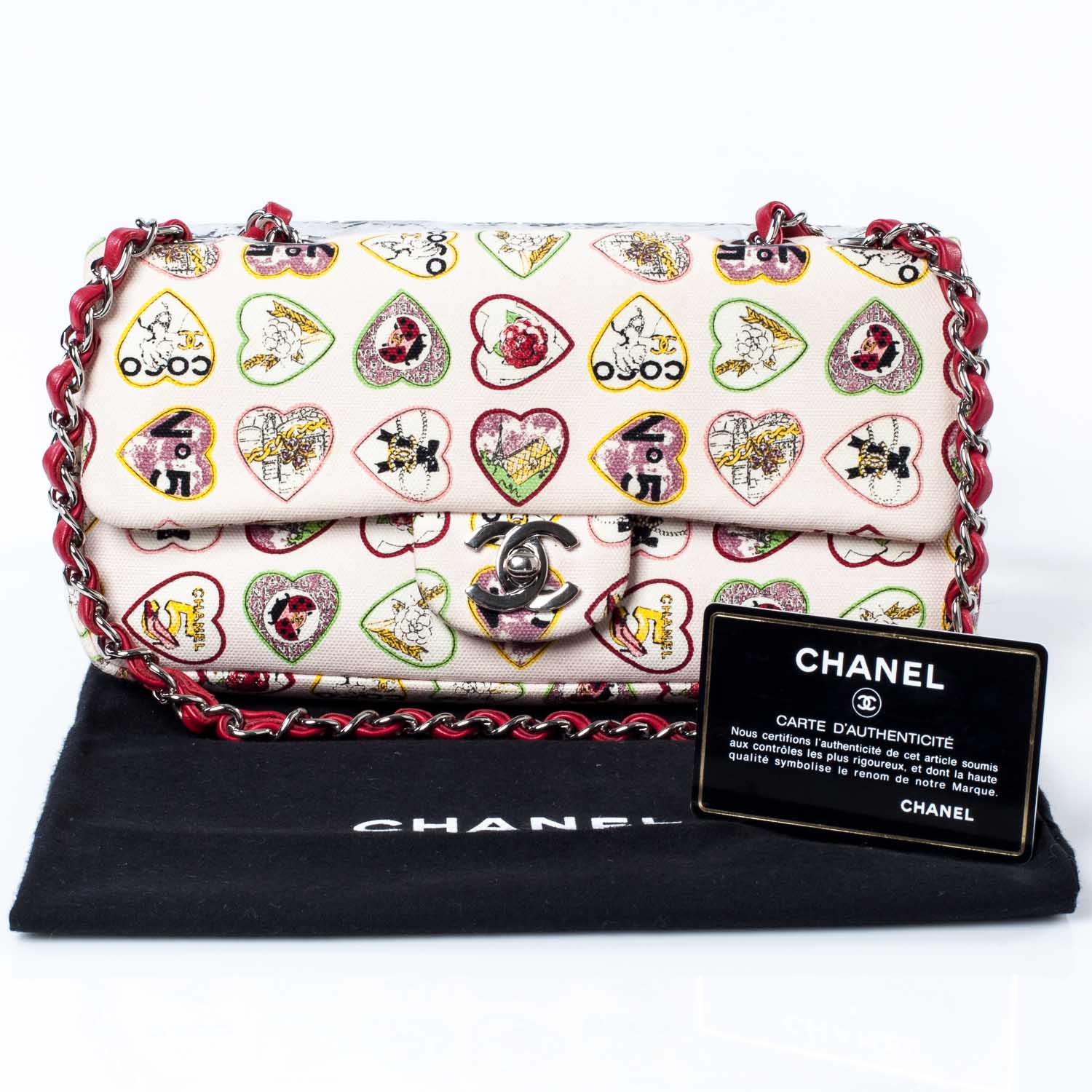 Chanel Canvas Coco Hearts Small Flap Bag 9 of 9