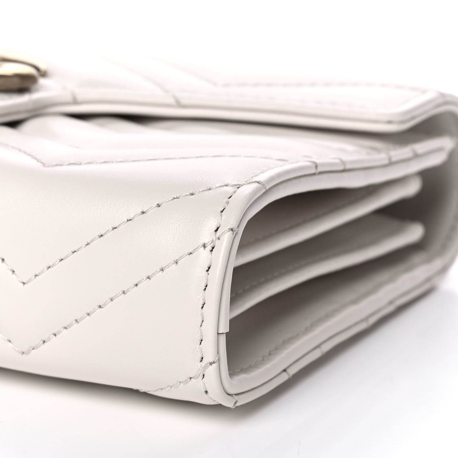 Gucci Calfskin Matelasse GG Marmont Chain Wallet Mystic White 10 of 14