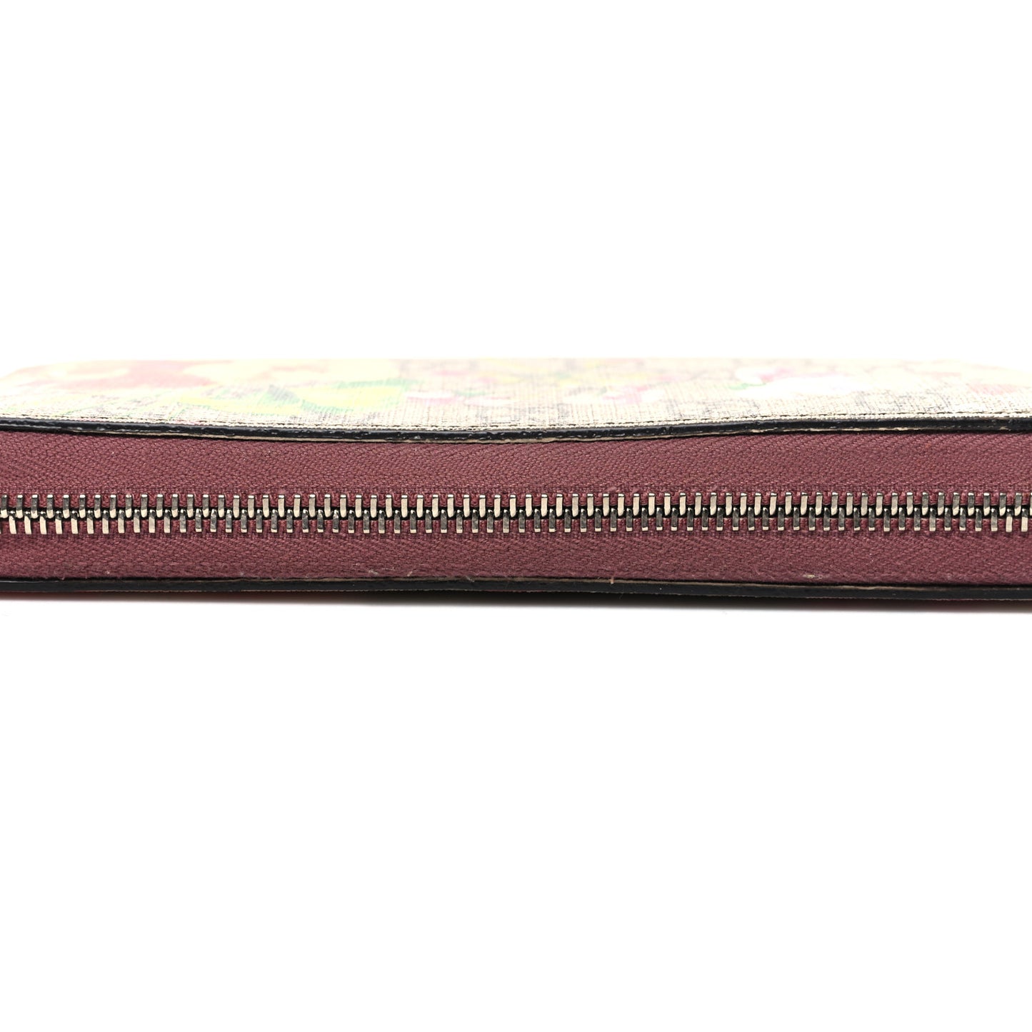 GG Supreme Monogram Blooms Zip Around Wallet Beige Multicolor Dry Rose