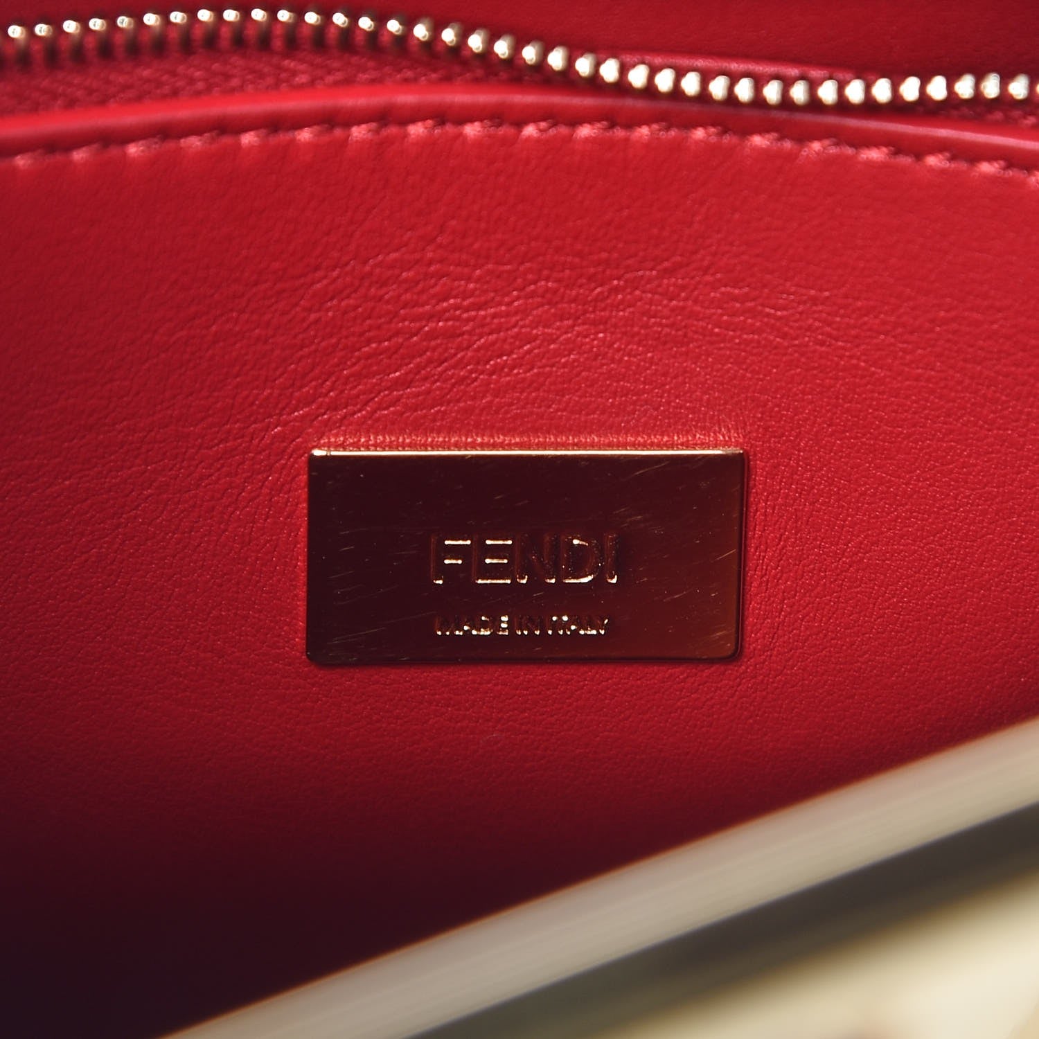 Fendi Vitello Tahiti Burro Bi-Color Medium Peekaboo Iconic Essentially Satchel Camelia Fragola Dark Blue 7 of 8