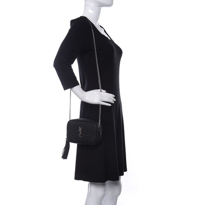 Saint Laurent Grain De Poudre Matelasse Monogram Mini Lou Camera Bag Black 3 of 20