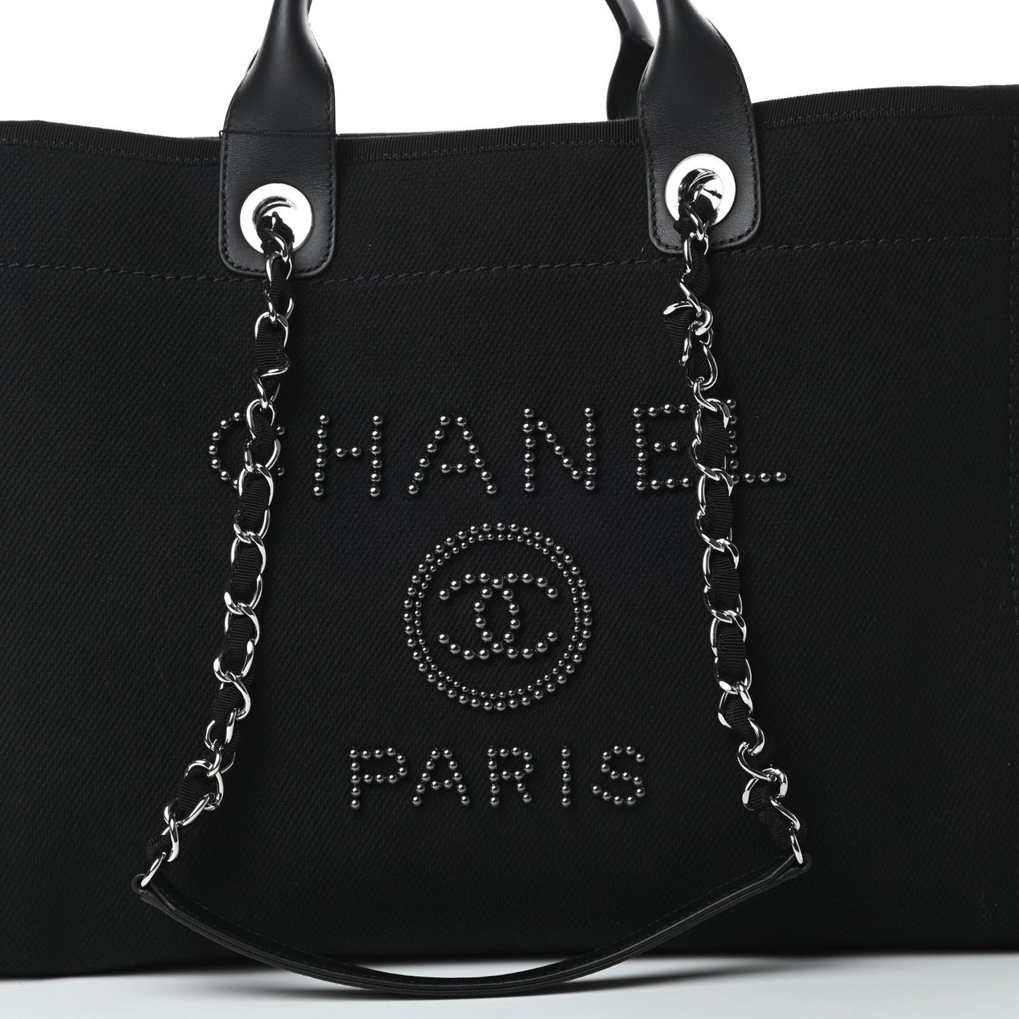 Canvas Pearl Medium Deauville Tote Black