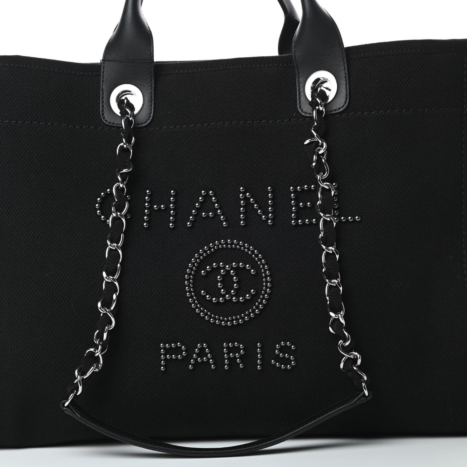 Chanel Canvas Pearl Medium Deauville Tote Black 8 of 11