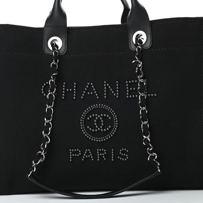 Chanel Canvas Pearl Medium Deauville Tote Black 8 of 11