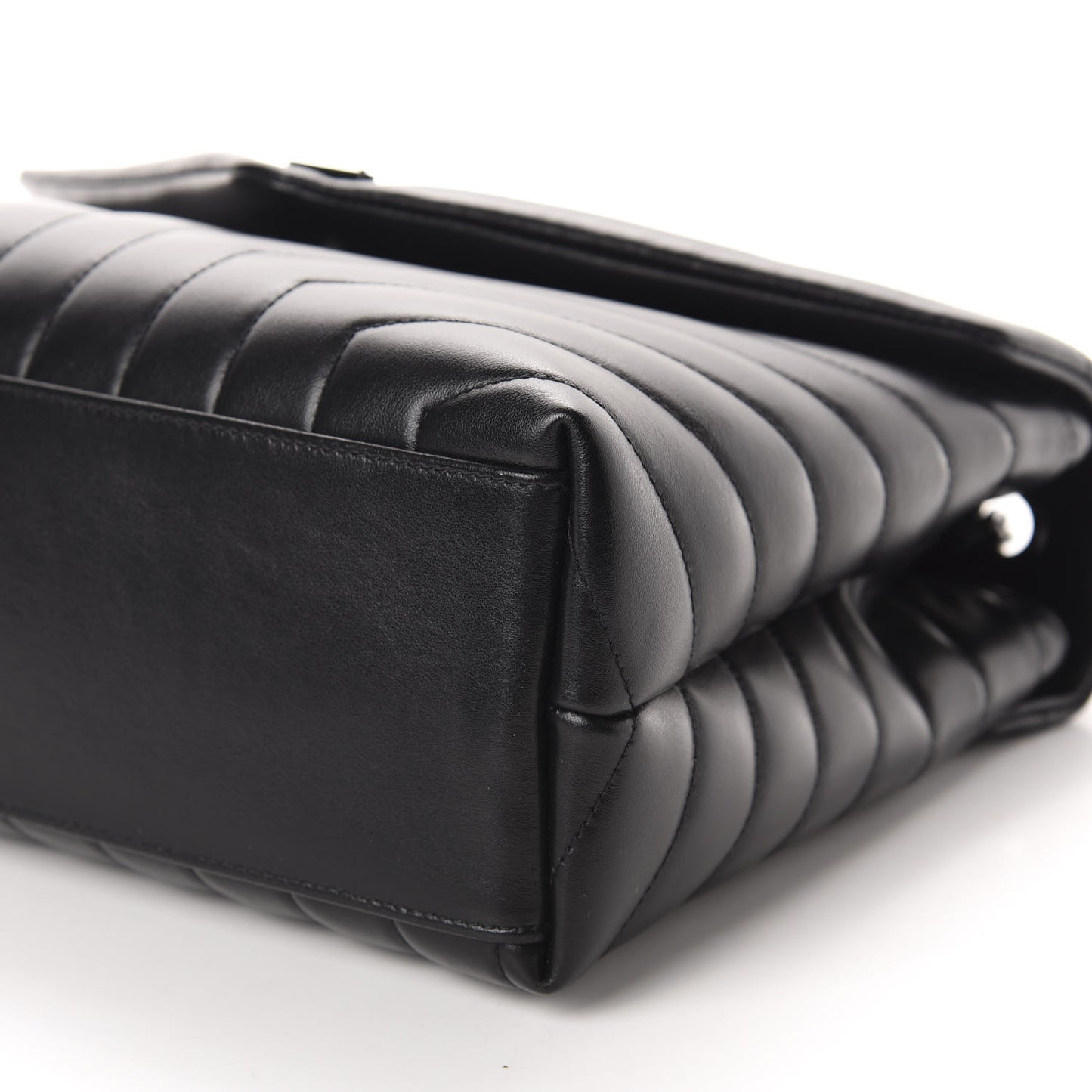 Calfskin Y Quilted Monogram Medium Loulou Chain Satchel Black