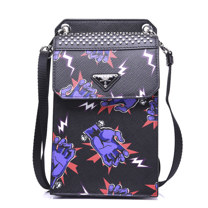 Prada X UNIVERSAL STUDIOS Saffiano Frankenstein Hand Print Smartphone Case Bag Viola 1 of 13