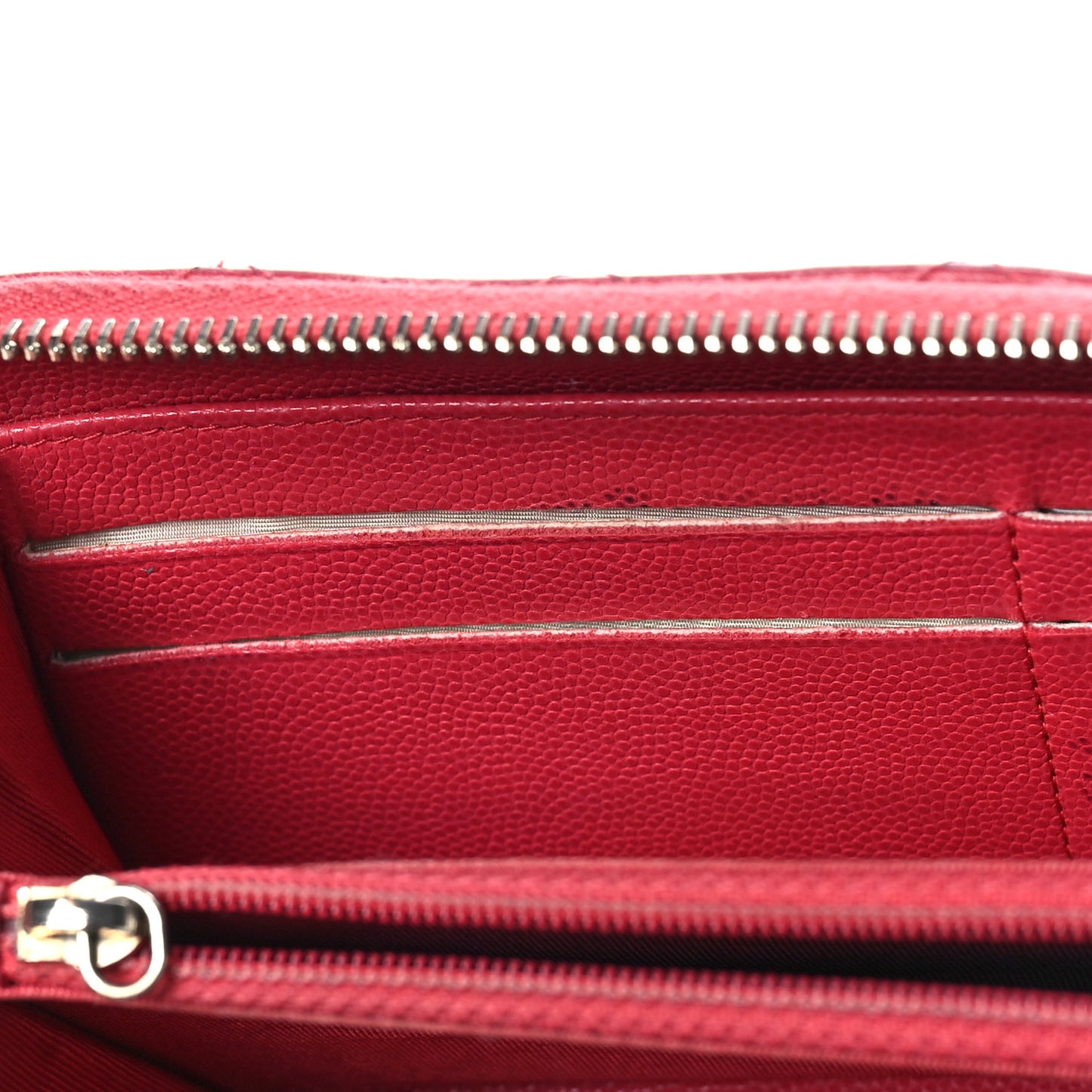Caviar Quilted Large Gusset Zip Around Wallet Fuchsia