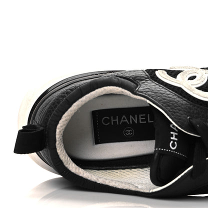 Chanel Calfskin Mesh Lycra Suede Womens Logo Sneakers 39 Black 7 of 9