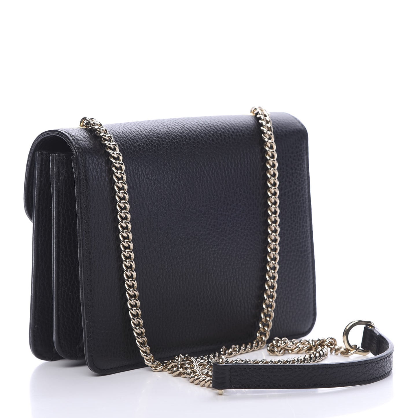 Dollar Calfskin Small Interlocking G Shoulder Bag Black