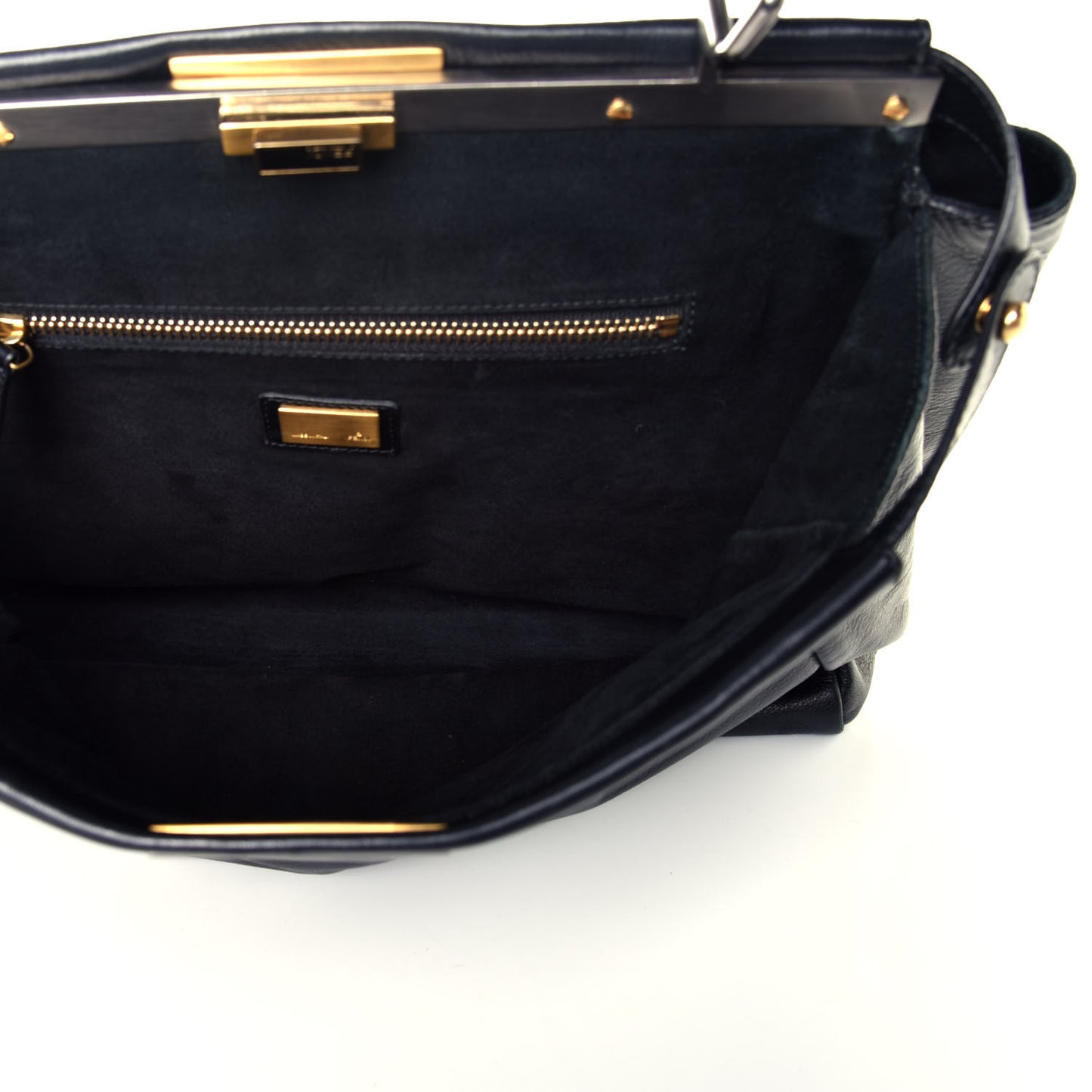 Vitello Suede Large Peekaboo Iconic Satchel Black