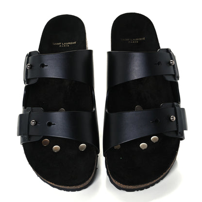 Saint Laurent Calfskin Mens Jimmy Cross Slides 44 Black 5 of 11