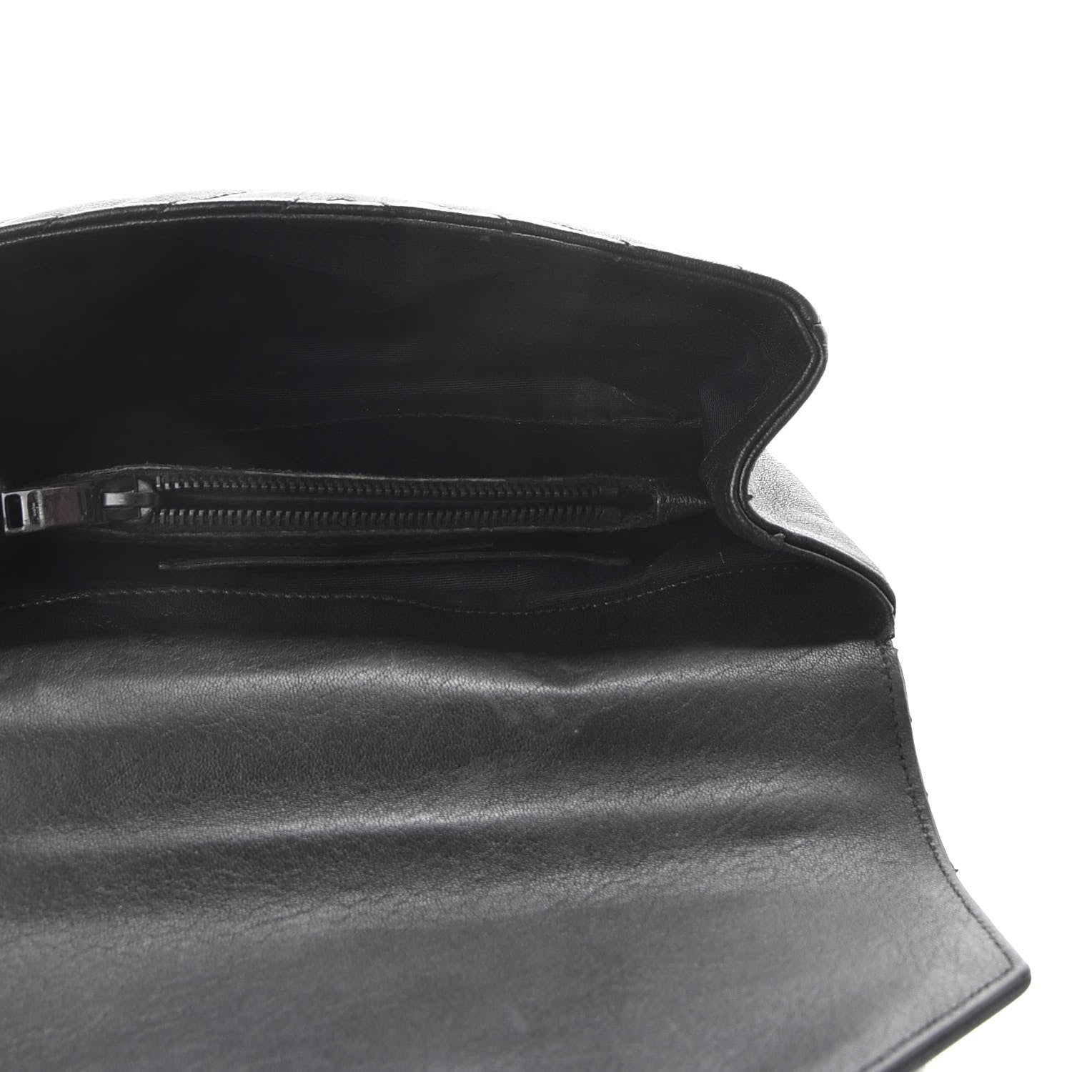 Saint Laurent Sheepskin Matelasse Chevron Monogram Monochrome Medium College Bag Black 5 of 12