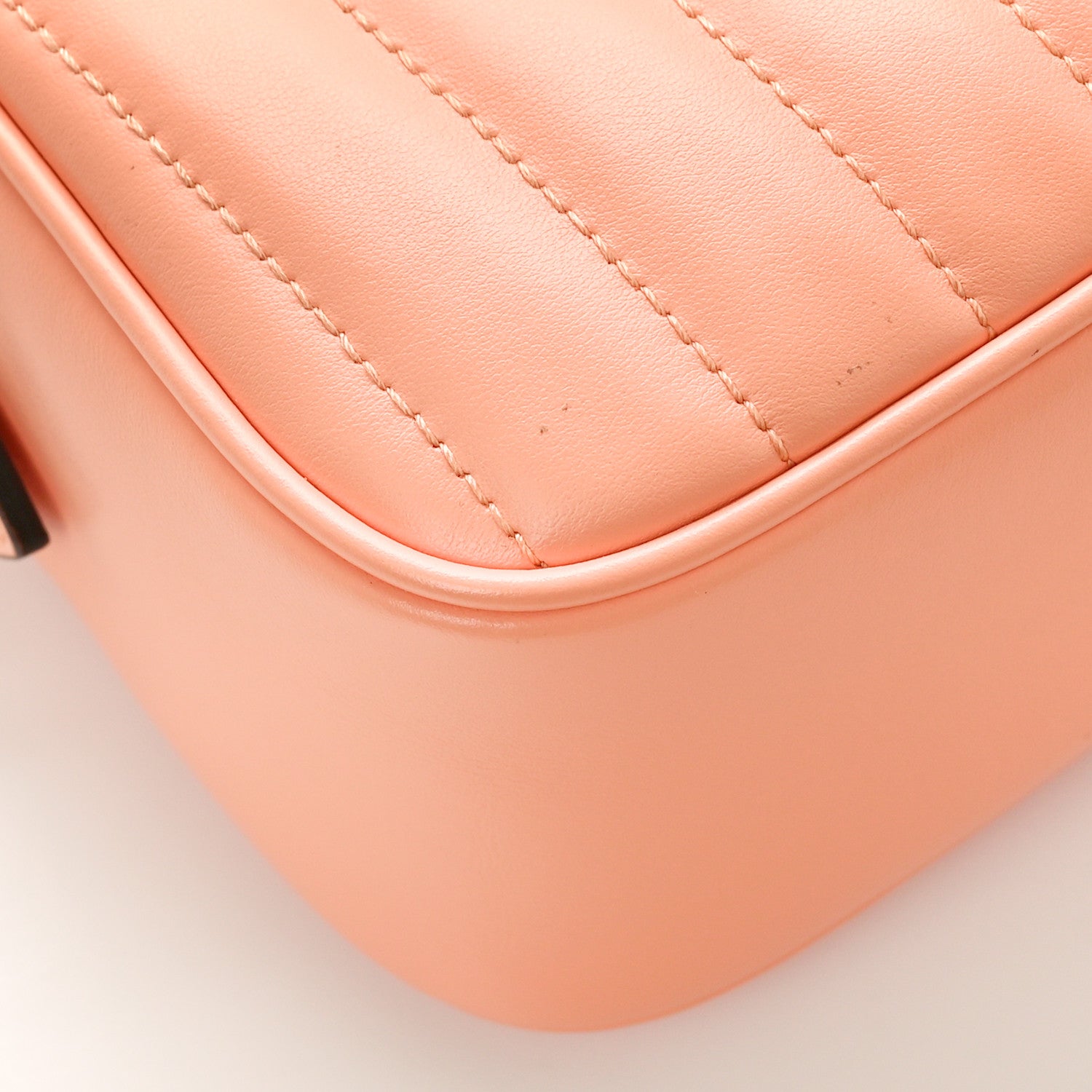 Gucci Calfskin Vertical Ring Matelasse Small GG Marmont Chain Shoulder Bag Peachy Chic 7 of 8