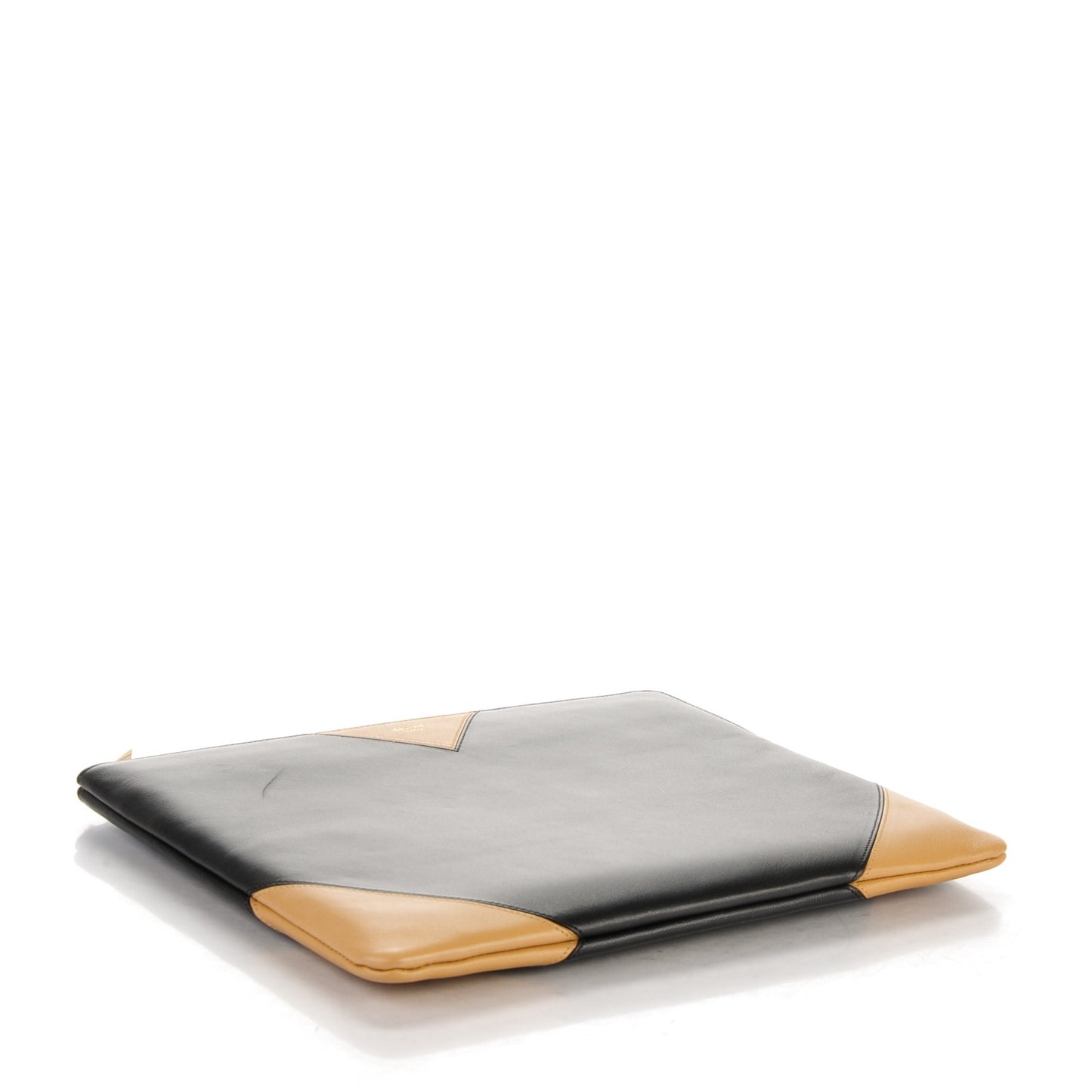 Lambskin Bi-Color Coeur iPad Clutch Black Camel