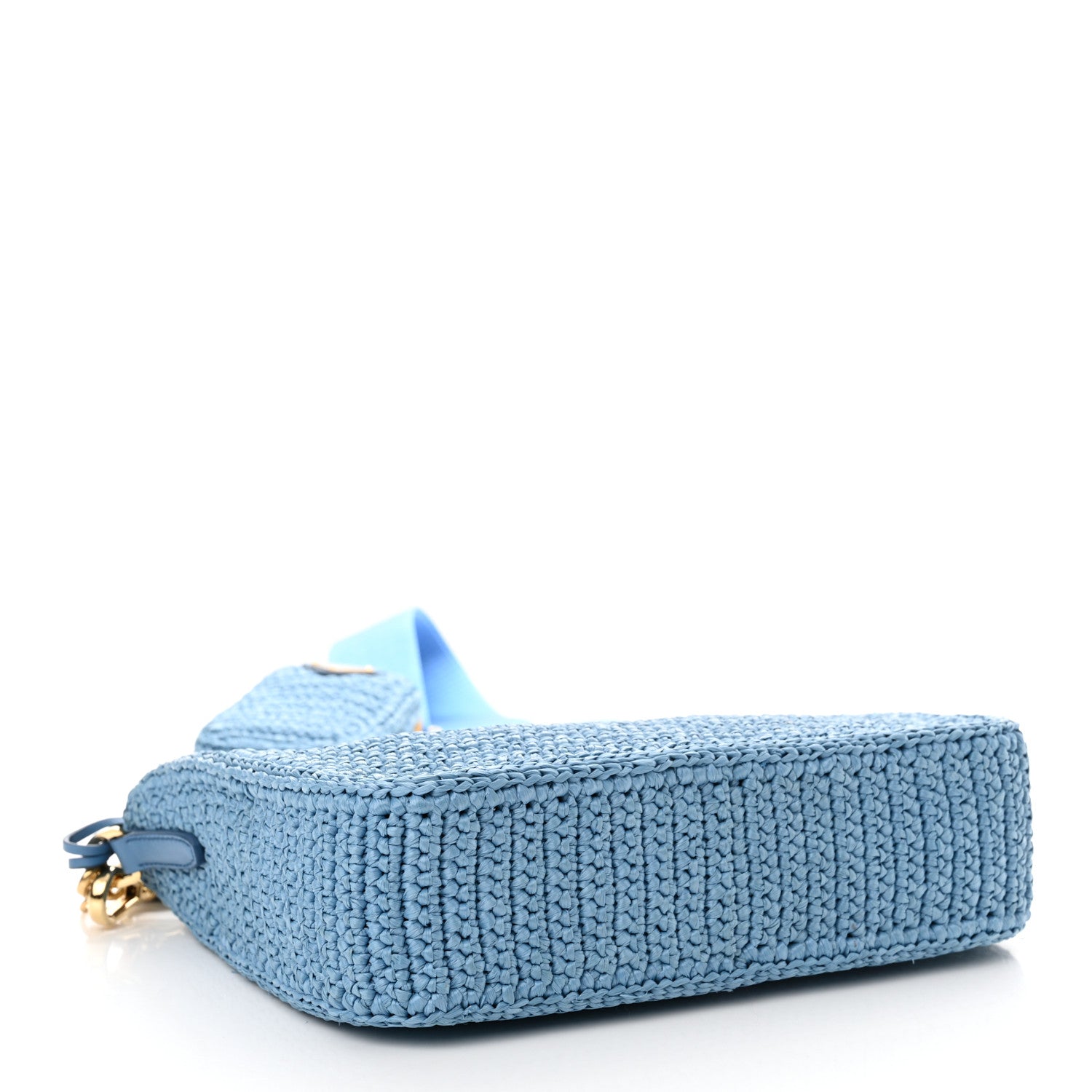 Prada Yarn Raffia Effect Crochet Re-Edition 2005 Shoulder Bag Celeste 3 of 11