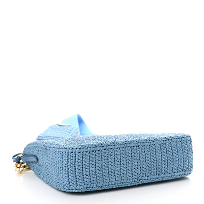 Prada Yarn Raffia Effect Crochet Re-Edition 2005 Shoulder Bag Celeste 3 of 11