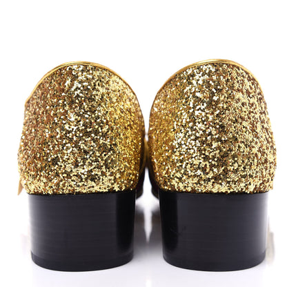 Gucci Glitter Web Peyton Loafers 41 Gold 7 of 12