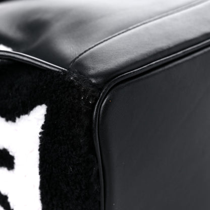 MCM Shearling Contrast Logo Stark Backpack Black White 10 of 13