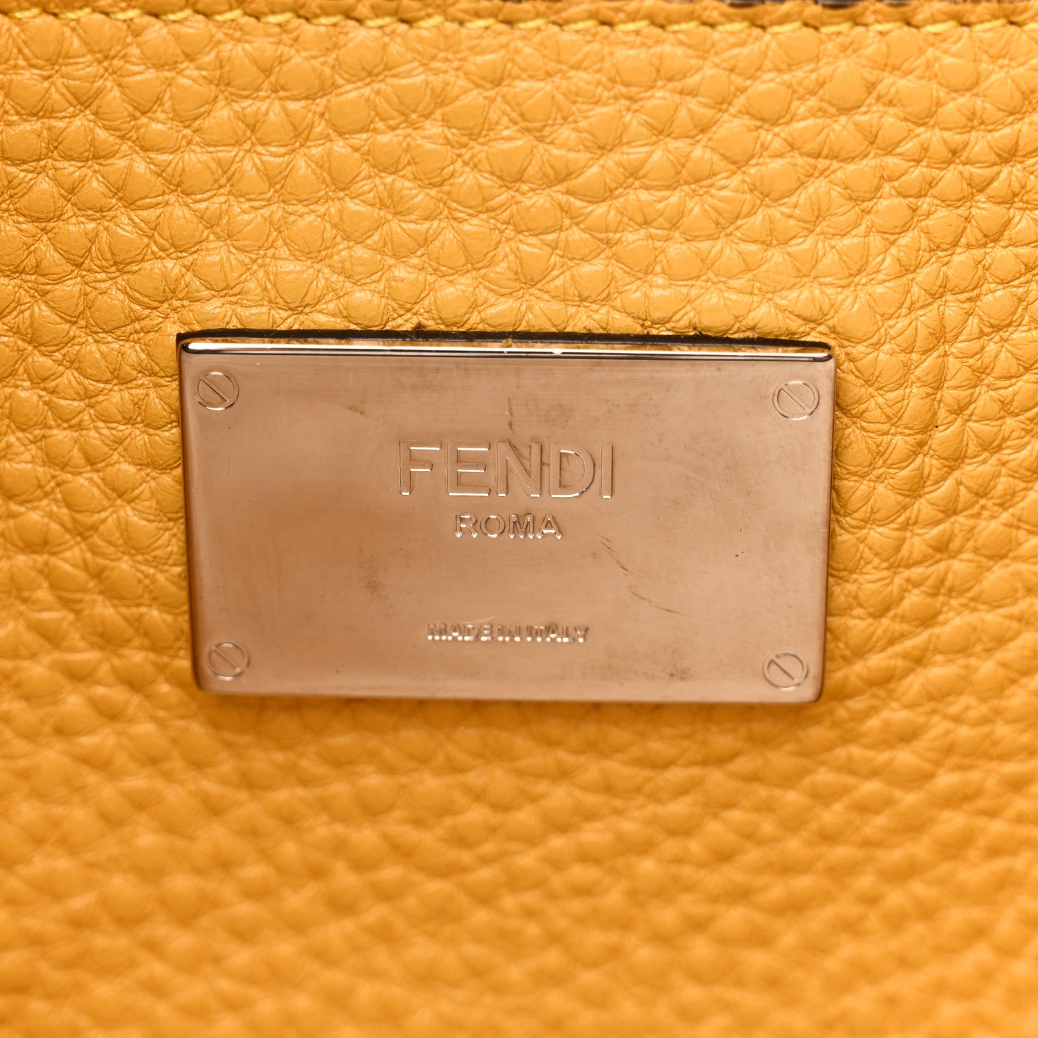 Fendi Canvas FF Embroidered Vitello Grace Peekaboo X-Lite Fit Light Grez Giallo 6 of 9