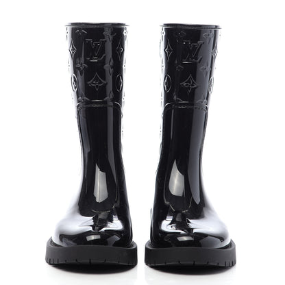 Louis Vuitton Rubber Embossed Monogram Drops Flat Half Boots 36 Black 2 of 7