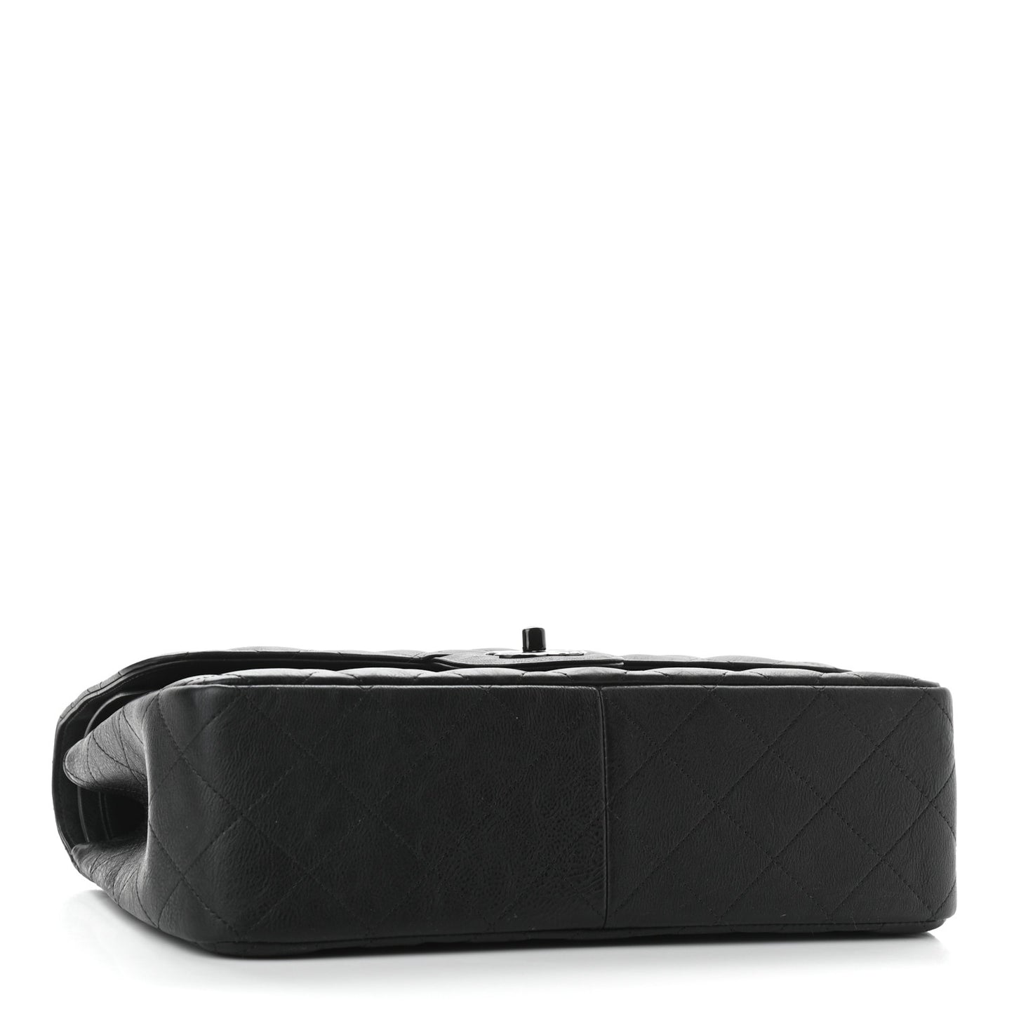 Crumpled Calfskin Quilted Jumbo Double Flap So Black