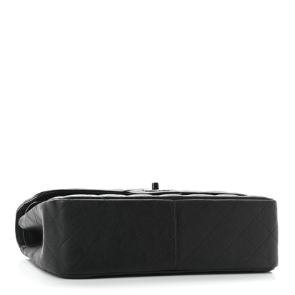 Chanel Crumpled Calfskin Quilted Jumbo Double Flap So Black 4 of 10