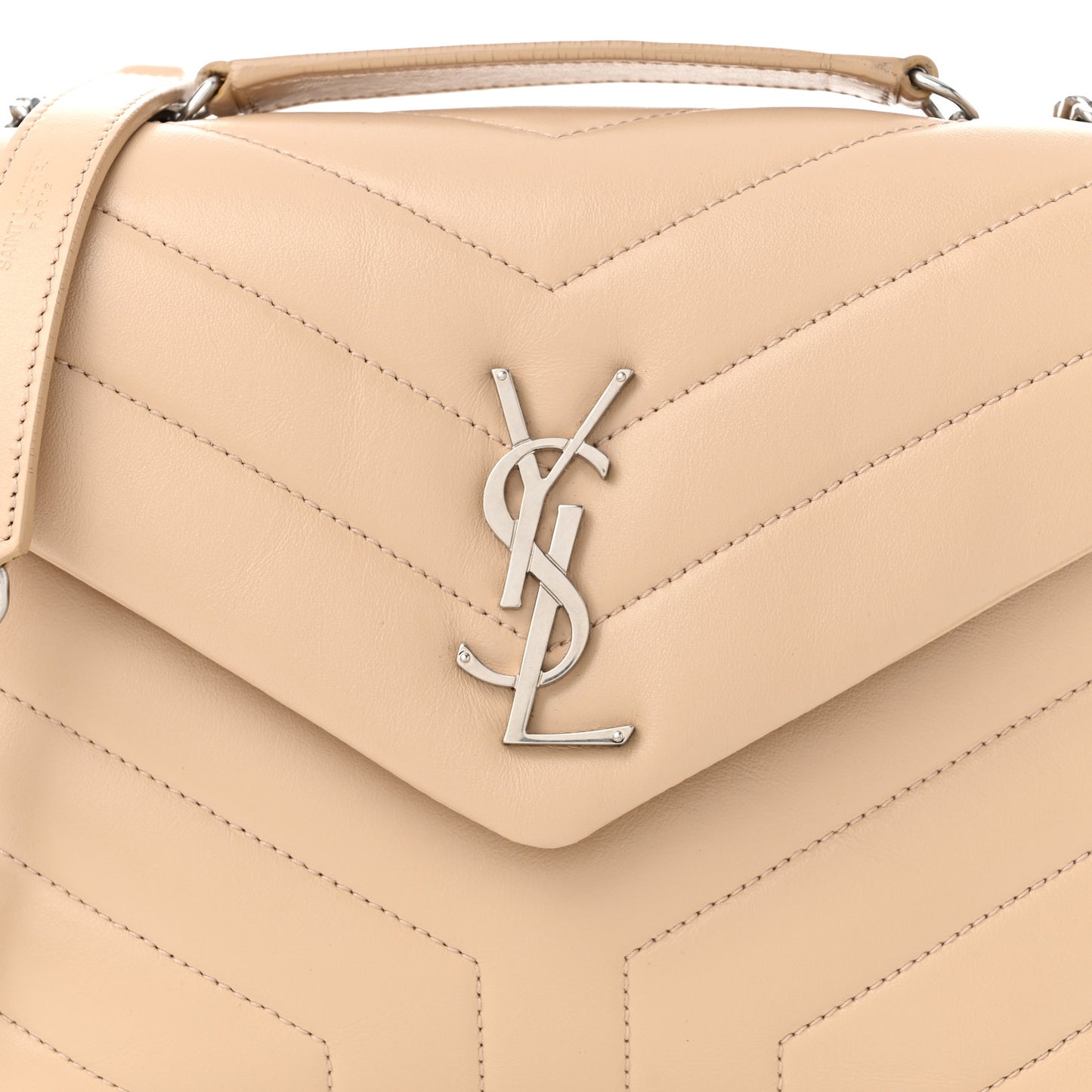 Calfskin Y Quilted Monogram Small Loulou Chain Satchel Nude
