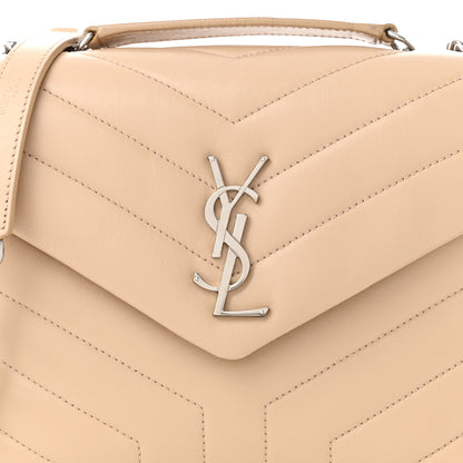 Saint Laurent Calfskin Y Quilted Monogram Small Loulou Chain Satchel Nude 8 of 10