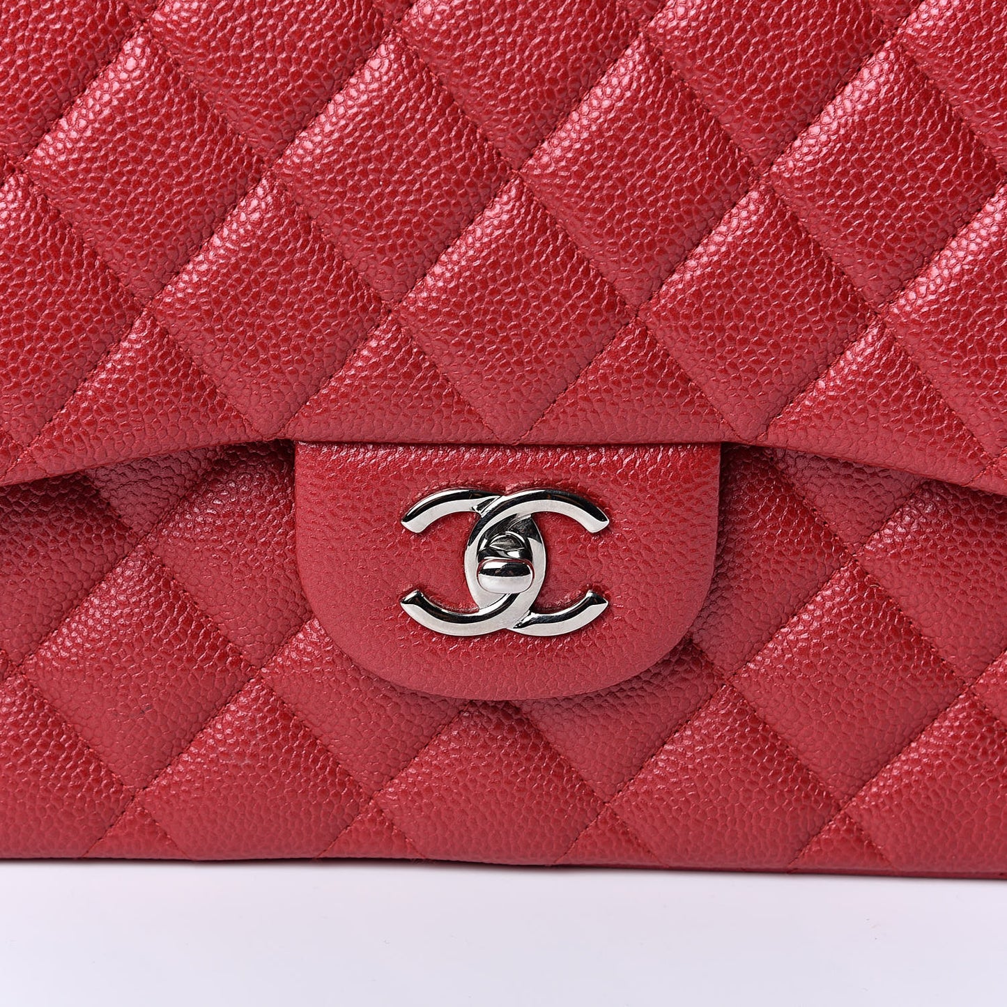Caviar Quilted Jumbo Double Flap Red
