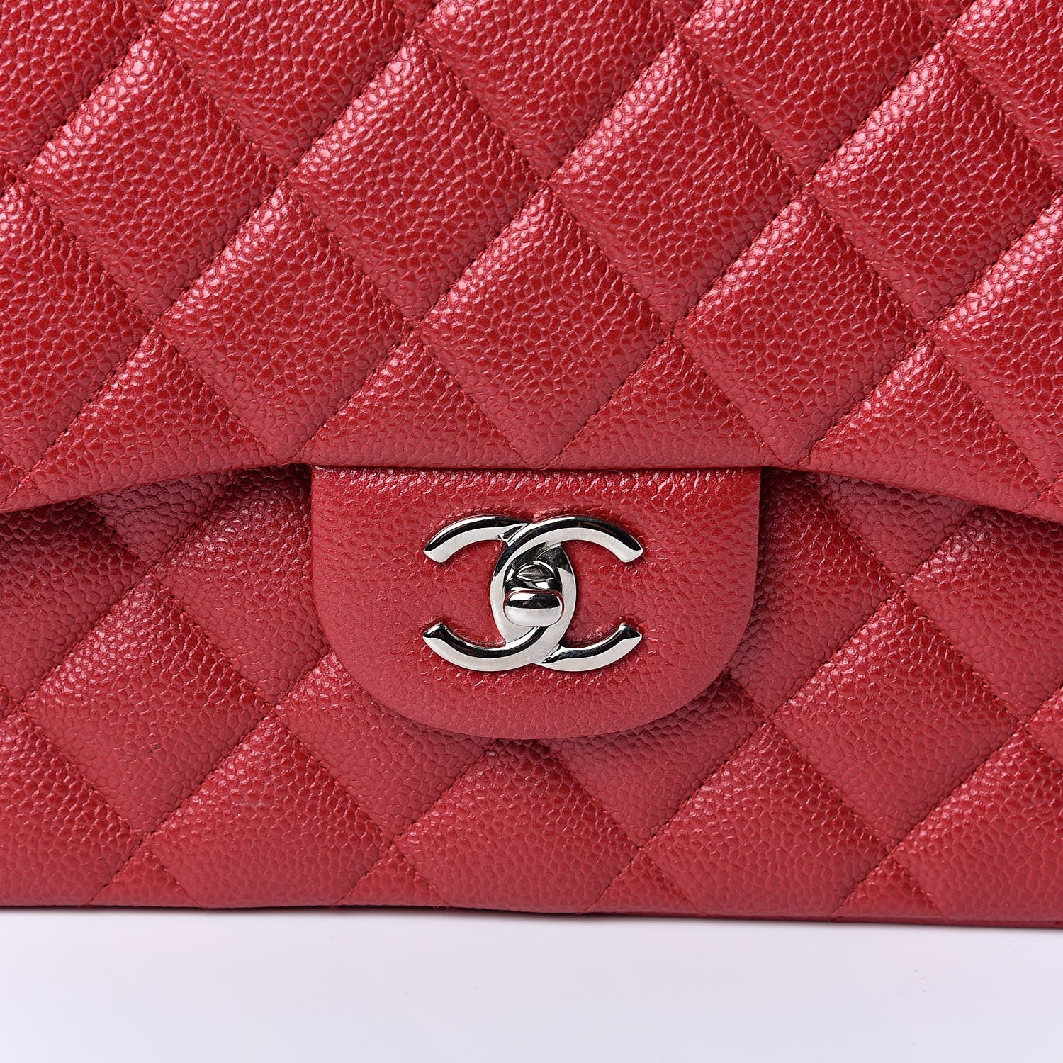 Chanel Caviar Quilted Jumbo Double Flap Red 10 of 11